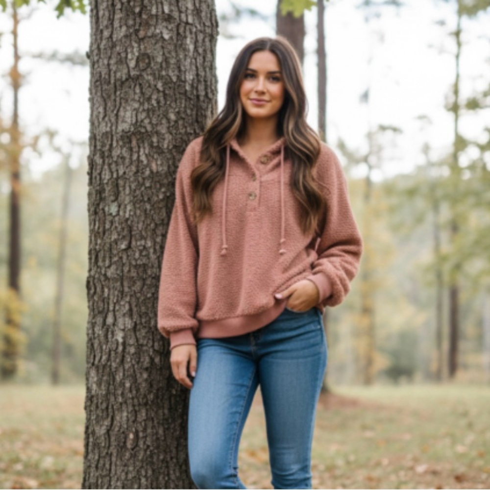 CURRENT AIR Callan Sherpa Hoodie By Anthropologie